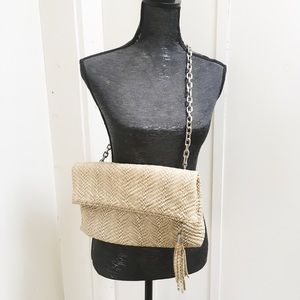 Cole Haan Fold Over Crossbody Leather Clutch